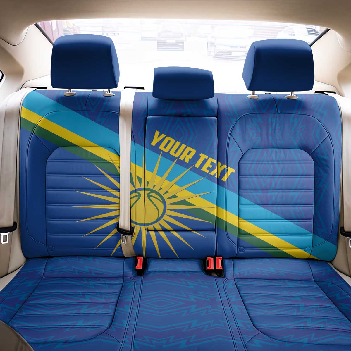 Rwanda Basketball Custom Back Car Seat Cover Go Champions Imigongo Folk Pattern - Wonder Print Shop