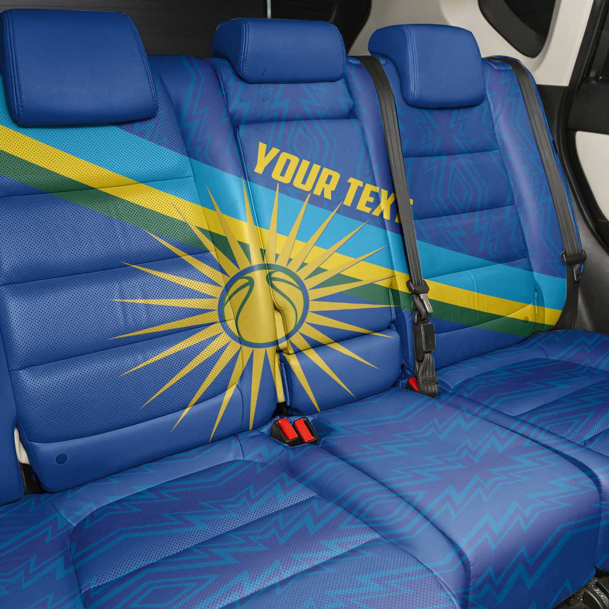 Rwanda Basketball Custom Back Car Seat Cover Go Champions Imigongo Folk Pattern - Wonder Print Shop