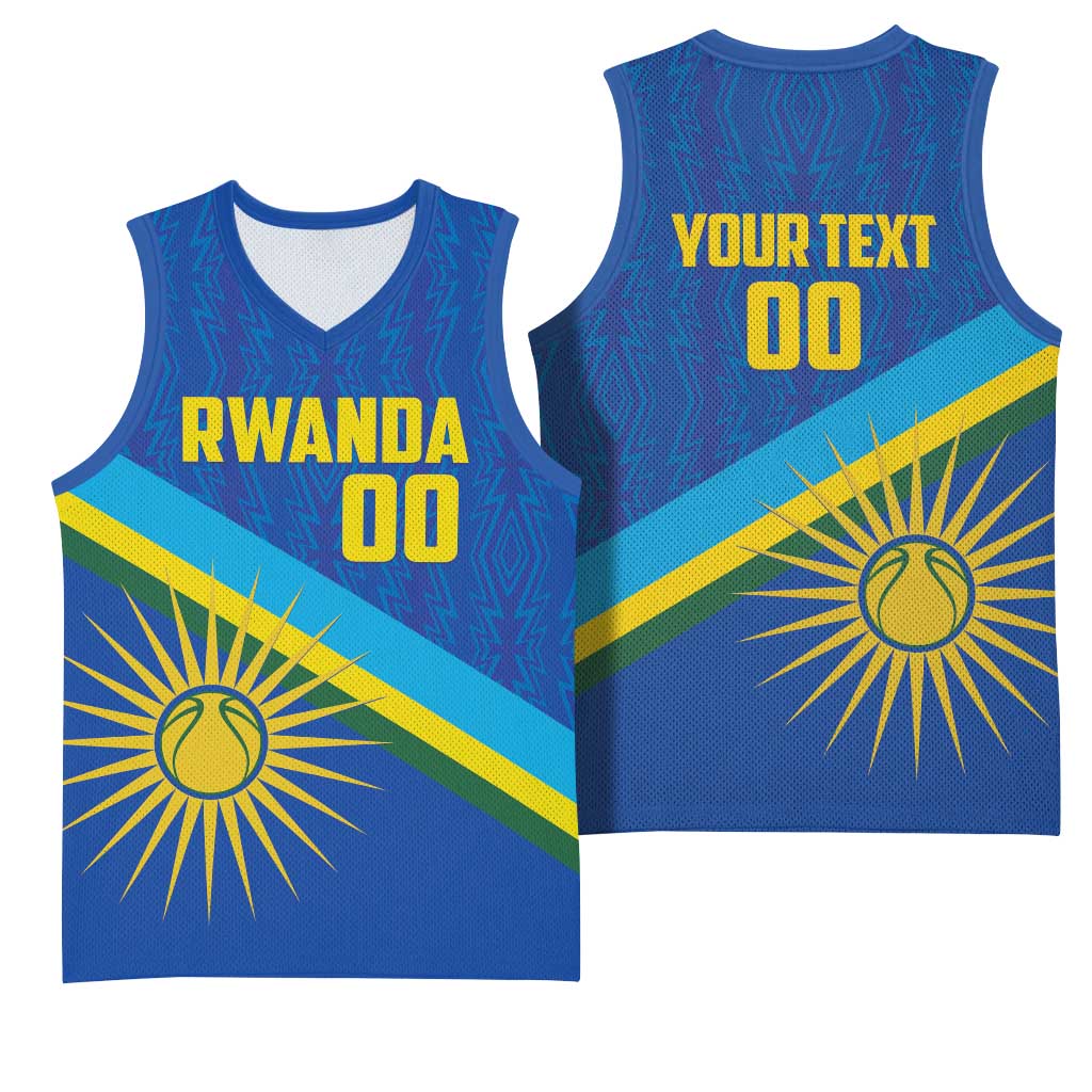 Rwanda Basketball Custom Basketball Jersey Go Champions Imigongo Folk Pattern - Wonder Print Shop