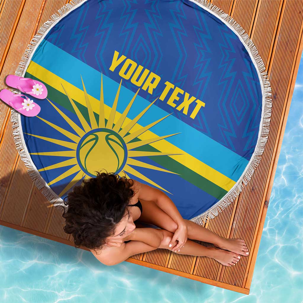 Rwanda Basketball Custom Beach Blanket Go Champions Imigongo Folk Pattern - Wonder Print Shop