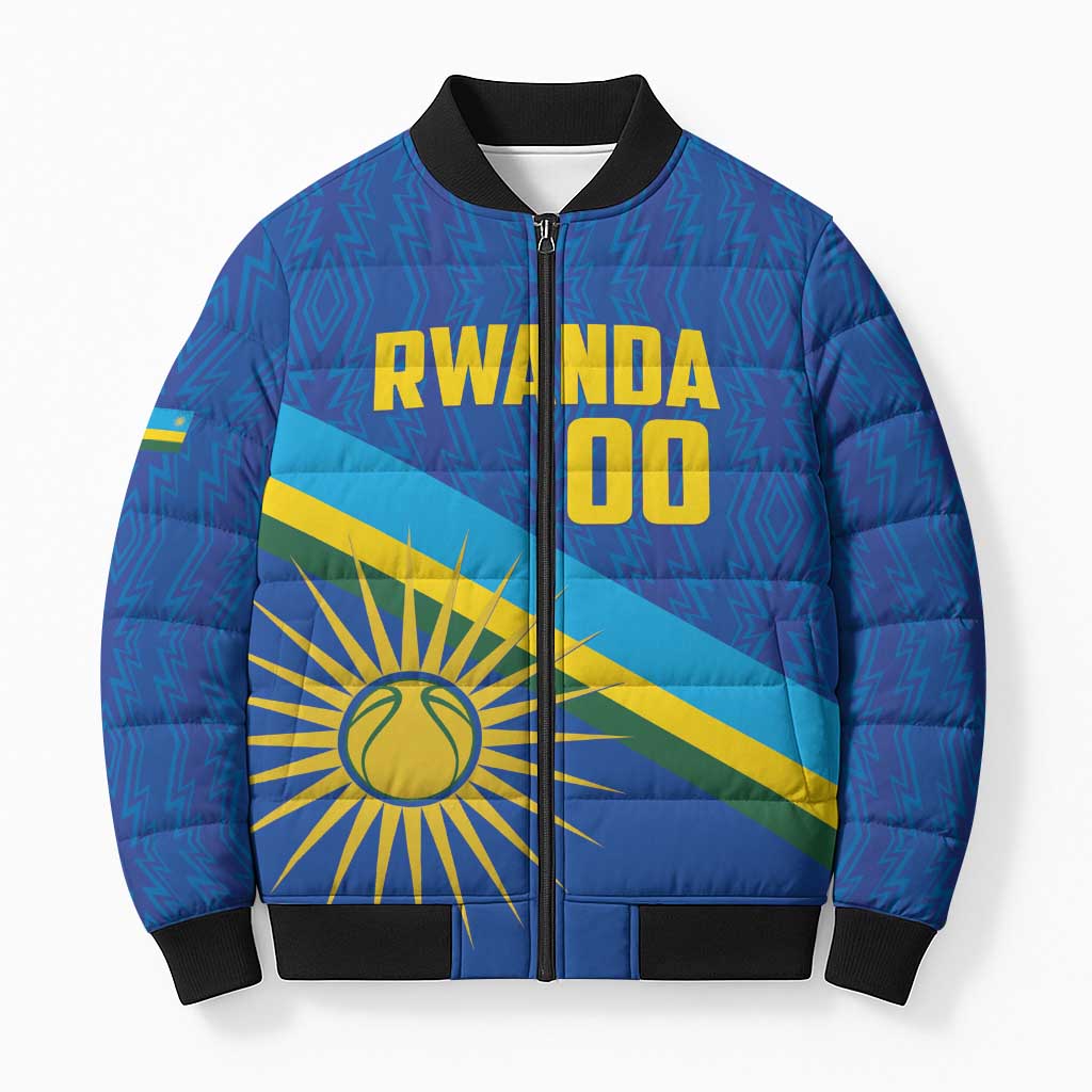 Rwanda Basketball Custom Bomber Puffer Jacket Go Champions Imigongo Folk Pattern - Wonder Print Shop