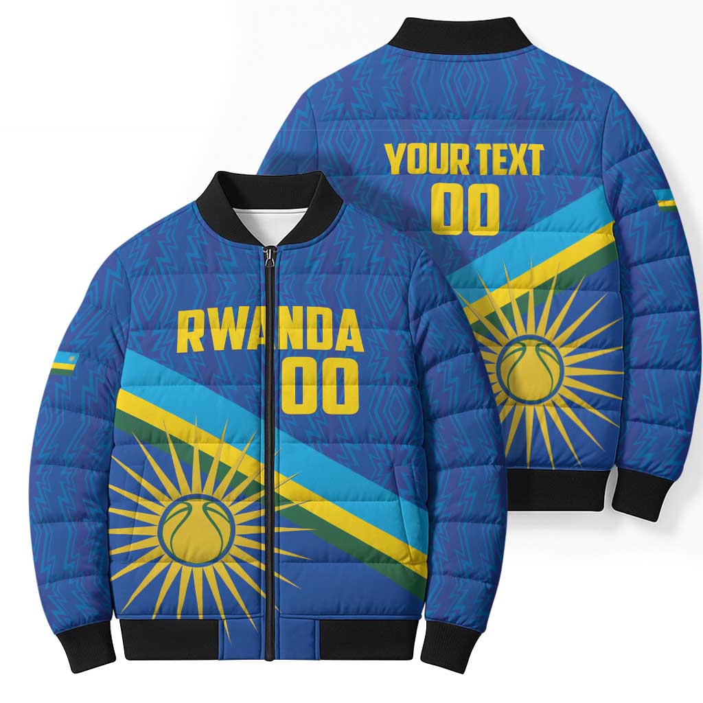 Rwanda Basketball Custom Bomber Puffer Jacket Go Champions Imigongo Folk Pattern - Wonder Print Shop