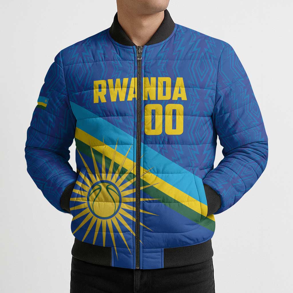Rwanda Basketball Custom Bomber Puffer Jacket Go Champions Imigongo Folk Pattern - Wonder Print Shop