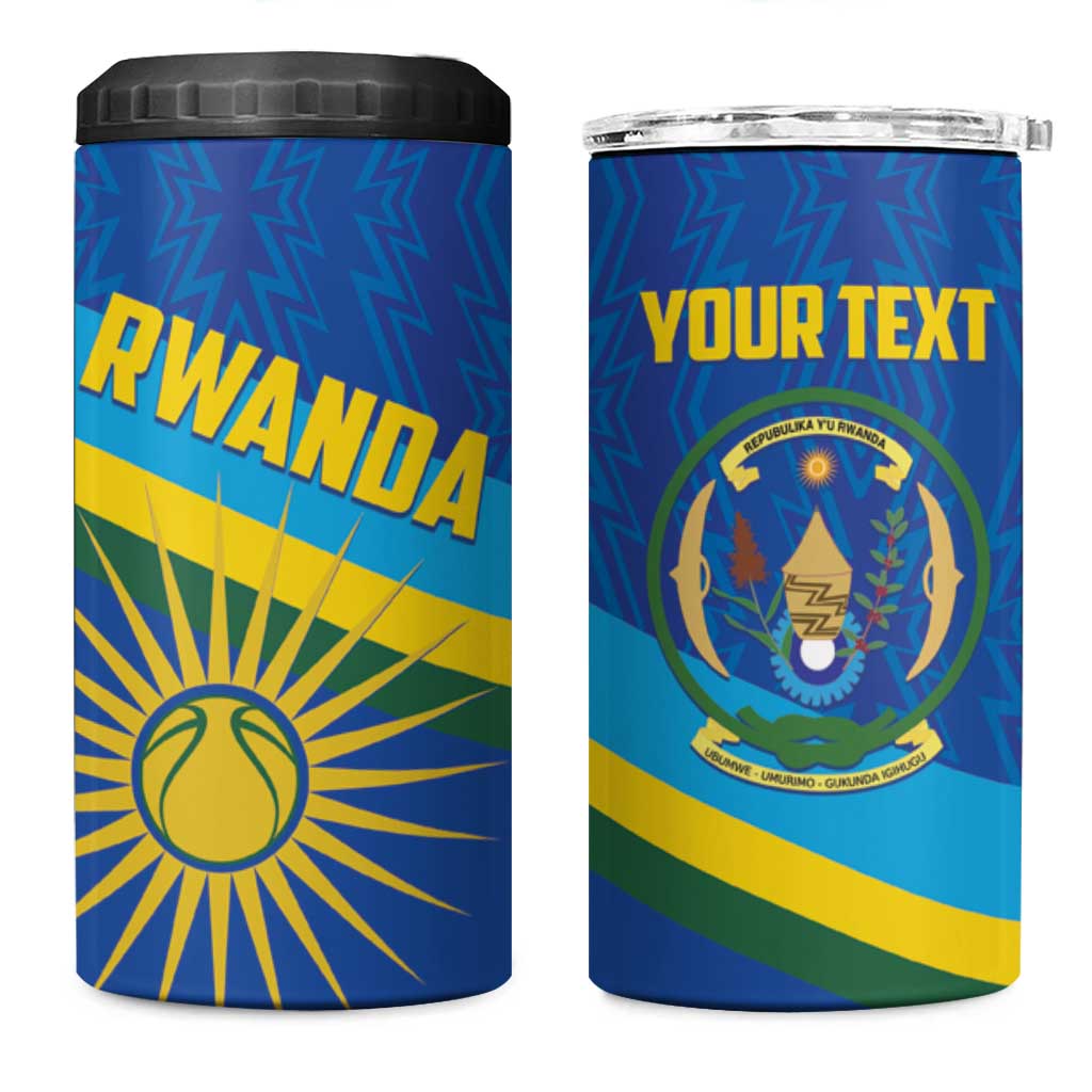Rwanda Basketball Custom 4 in 1 Can Cooler Tumbler Go Champions Imigongo Folk Pattern - Wonder Print Shop