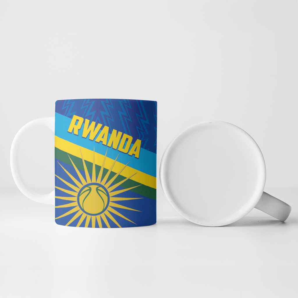 Rwanda Basketball Custom Ceramic Mug Go Champions Imigongo Folk Pattern - Wonder Print Shop