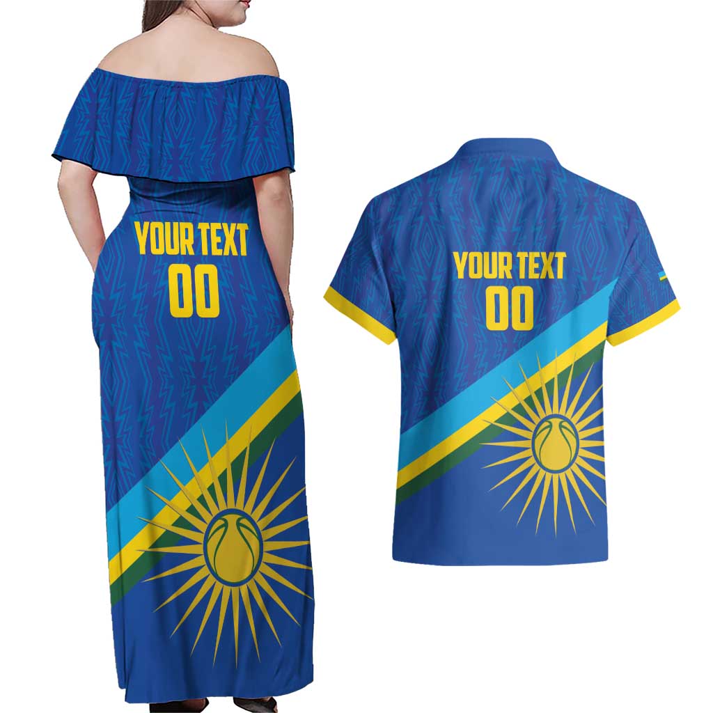 Rwanda Basketball Custom Couples Matching Off Shoulder Maxi Dress and Hawaiian Shirt Go Champions Imigongo Folk Pattern - Wonder Print Shop