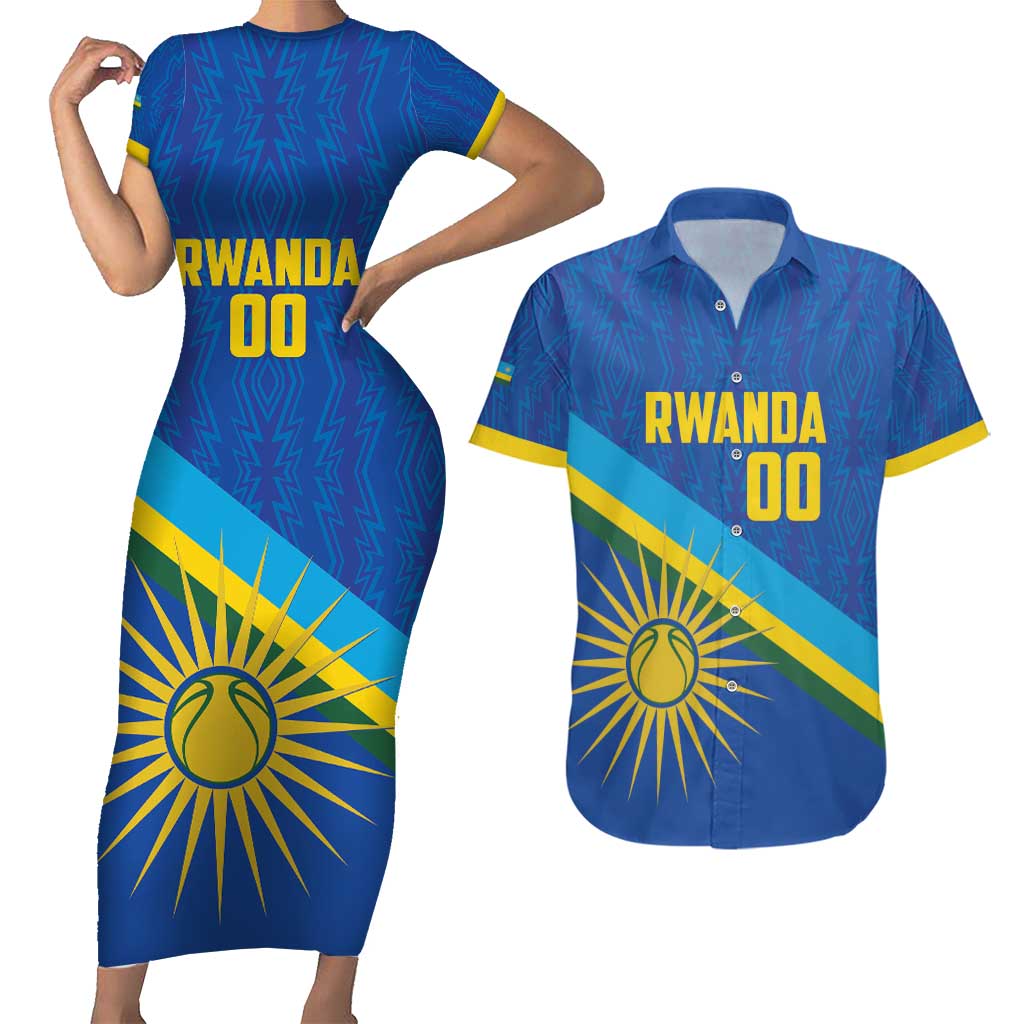 Rwanda Basketball Custom Couples Matching Short Sleeve Bodycon Dress and Hawaiian Shirt Go Champions Imigongo Folk Pattern - Wonder Print Shop