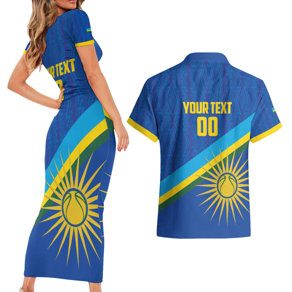 Rwanda Basketball Custom Couples Matching Short Sleeve Bodycon Dress and Hawaiian Shirt Go Champions Imigongo Folk Pattern - Wonder Print Shop