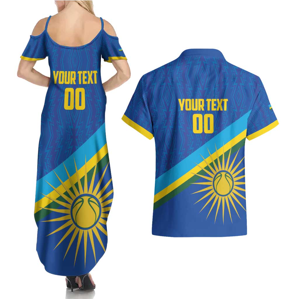Rwanda Basketball Custom Couples Matching Summer Maxi Dress and Hawaiian Shirt Go Champions Imigongo Folk Pattern - Wonder Print Shop