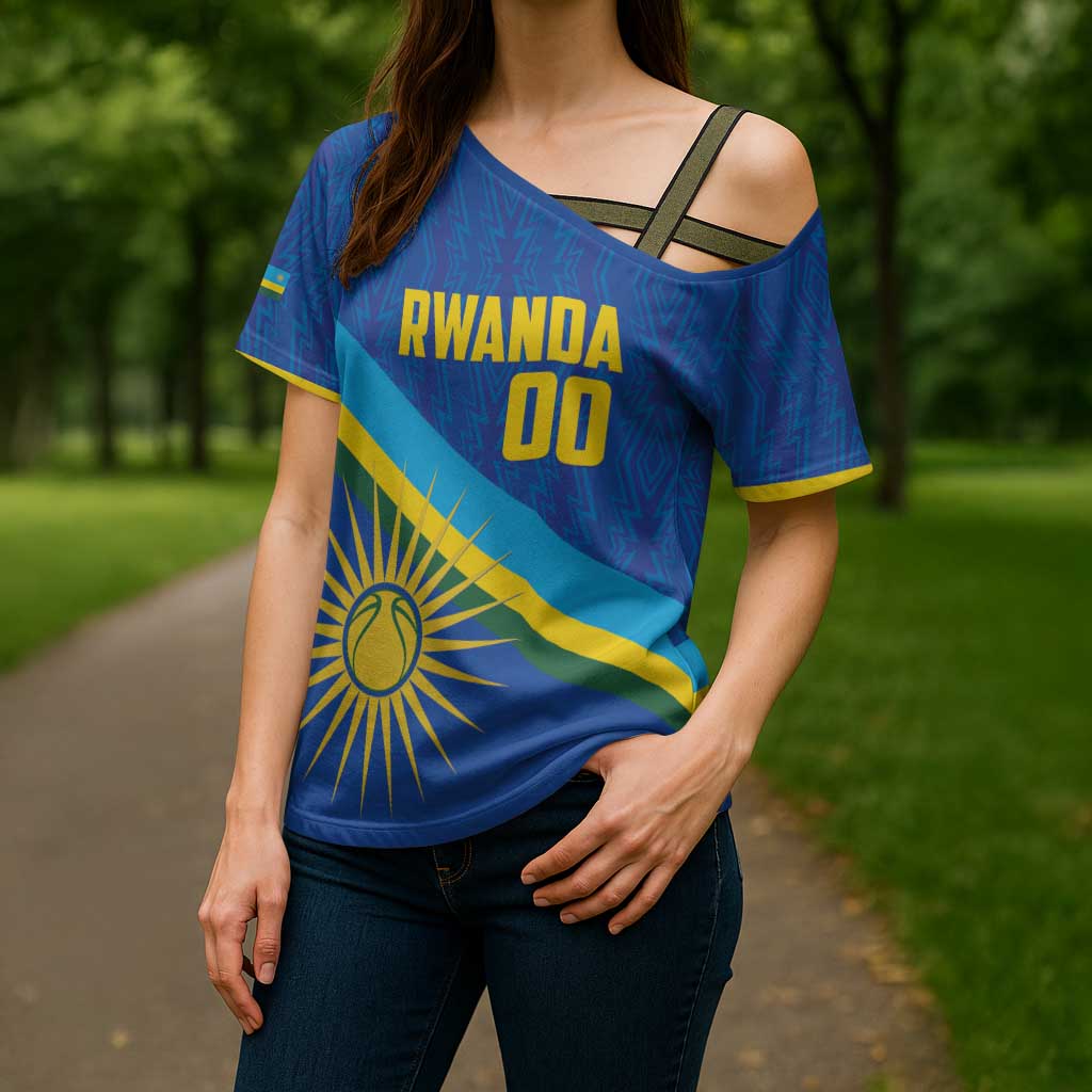 Rwanda Basketball Custom Cross Shoulder Shirt Go Champions Imigongo Folk Pattern - Wonder Print Shop