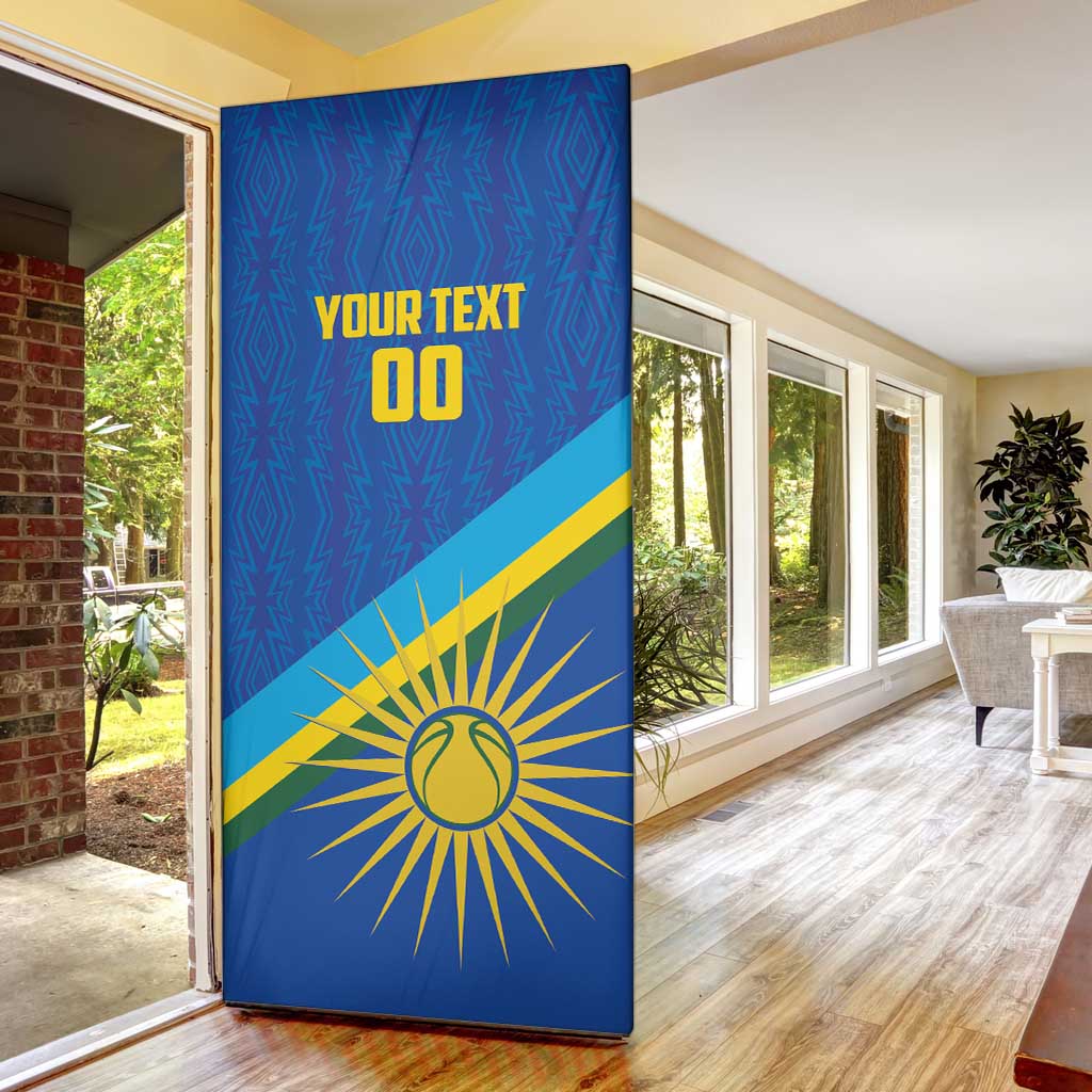 Rwanda Basketball Custom Door Cover Go Champions Imigongo Folk Pattern - Wonder Print Shop