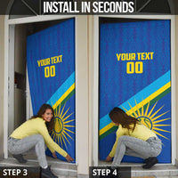 Rwanda Basketball Custom Door Cover Go Champions Imigongo Folk Pattern - Wonder Print Shop