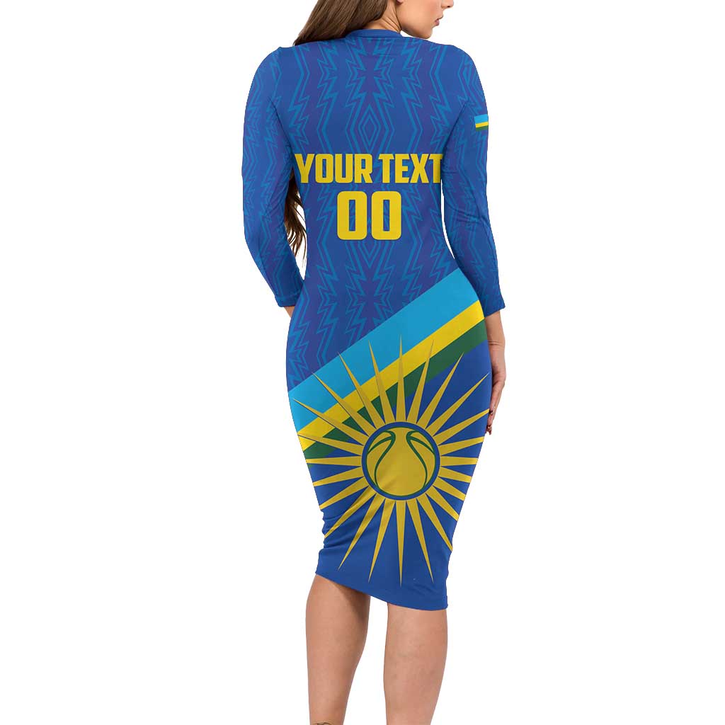 Rwanda Basketball Custom Family Matching Long Sleeve Bodycon Dress and Hawaiian Shirt Go Champions Imigongo Folk Pattern - Wonder Print Shop