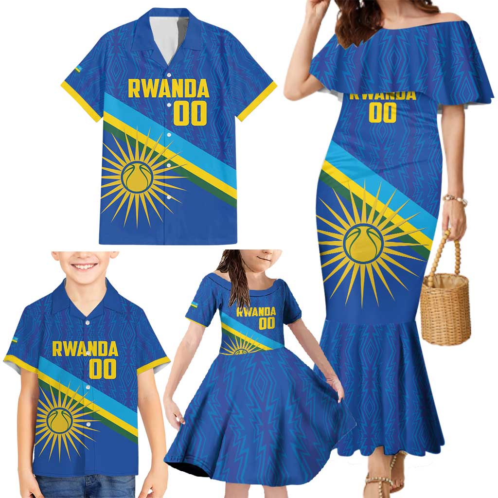 Rwanda Basketball Custom Family Matching Mermaid Dress and Hawaiian Shirt Go Champions Imigongo Folk Pattern - Wonder Print Shop
