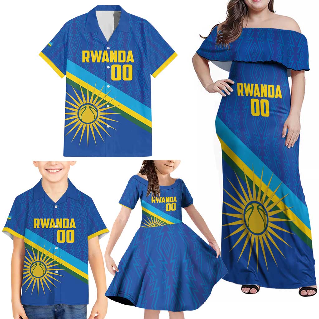 Rwanda Basketball Custom Family Matching Off Shoulder Maxi Dress and Hawaiian Shirt Go Champions Imigongo Folk Pattern - Wonder Print Shop