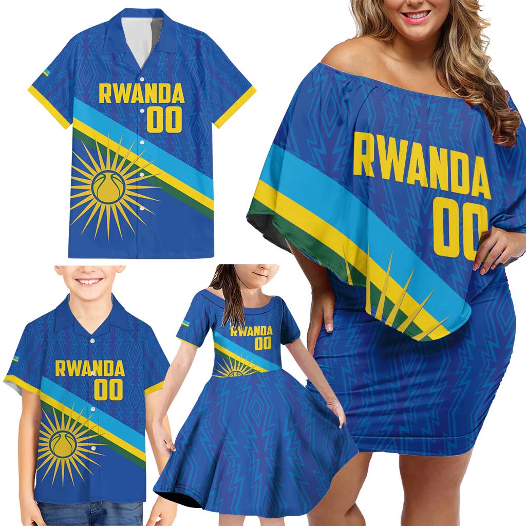 Rwanda Basketball Custom Family Matching Off Shoulder Short Dress and Hawaiian Shirt Go Champions Imigongo Folk Pattern - Wonder Print Shop
