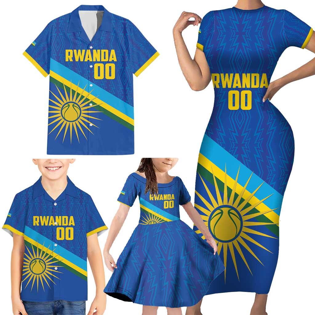 Rwanda Basketball Custom Family Matching Short Sleeve Bodycon Dress and Hawaiian Shirt Go Champions Imigongo Folk Pattern - Wonder Print Shop