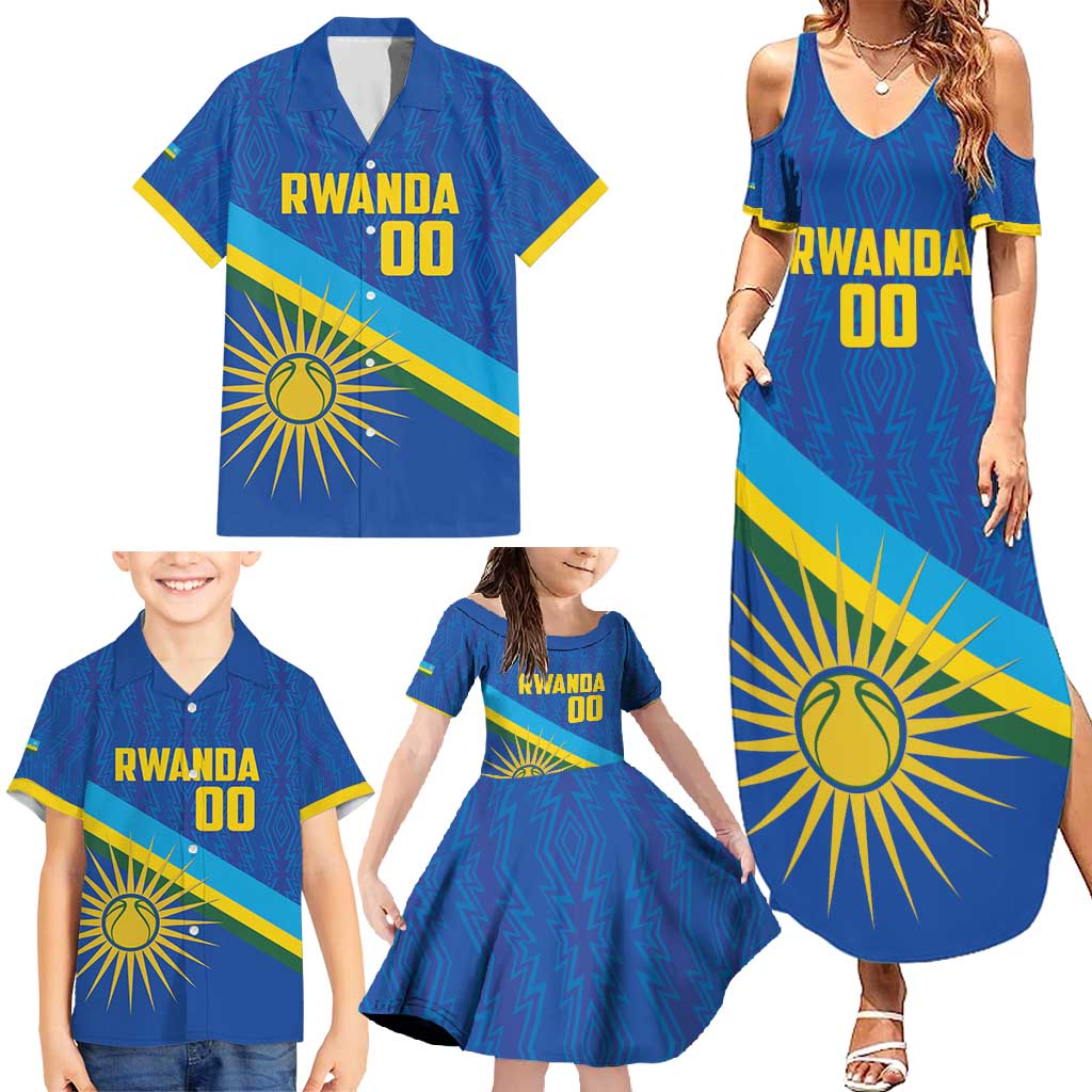 Rwanda Basketball Custom Family Matching Summer Maxi Dress and Hawaiian Shirt Go Champions Imigongo Folk Pattern - Wonder Print Shop