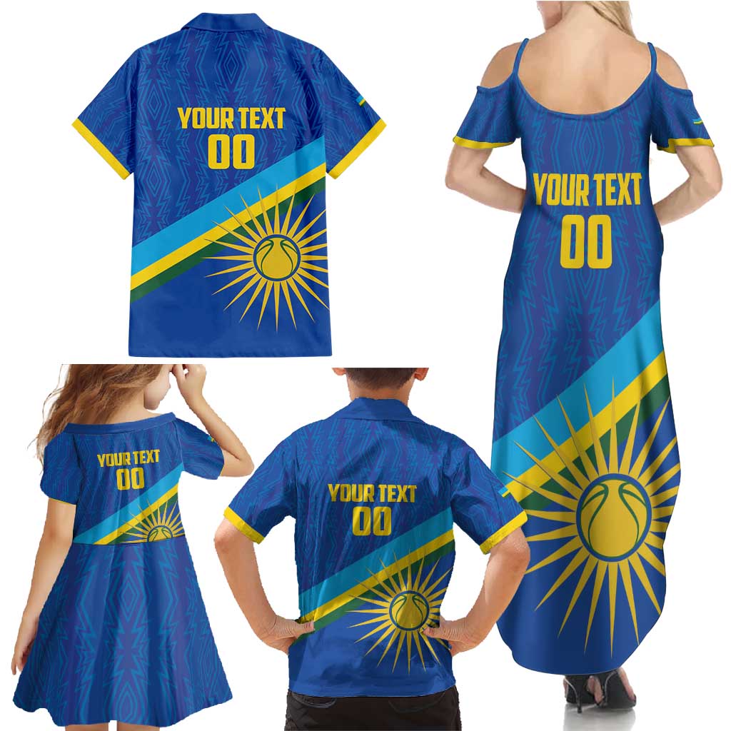 Rwanda Basketball Custom Family Matching Summer Maxi Dress and Hawaiian Shirt Go Champions Imigongo Folk Pattern - Wonder Print Shop