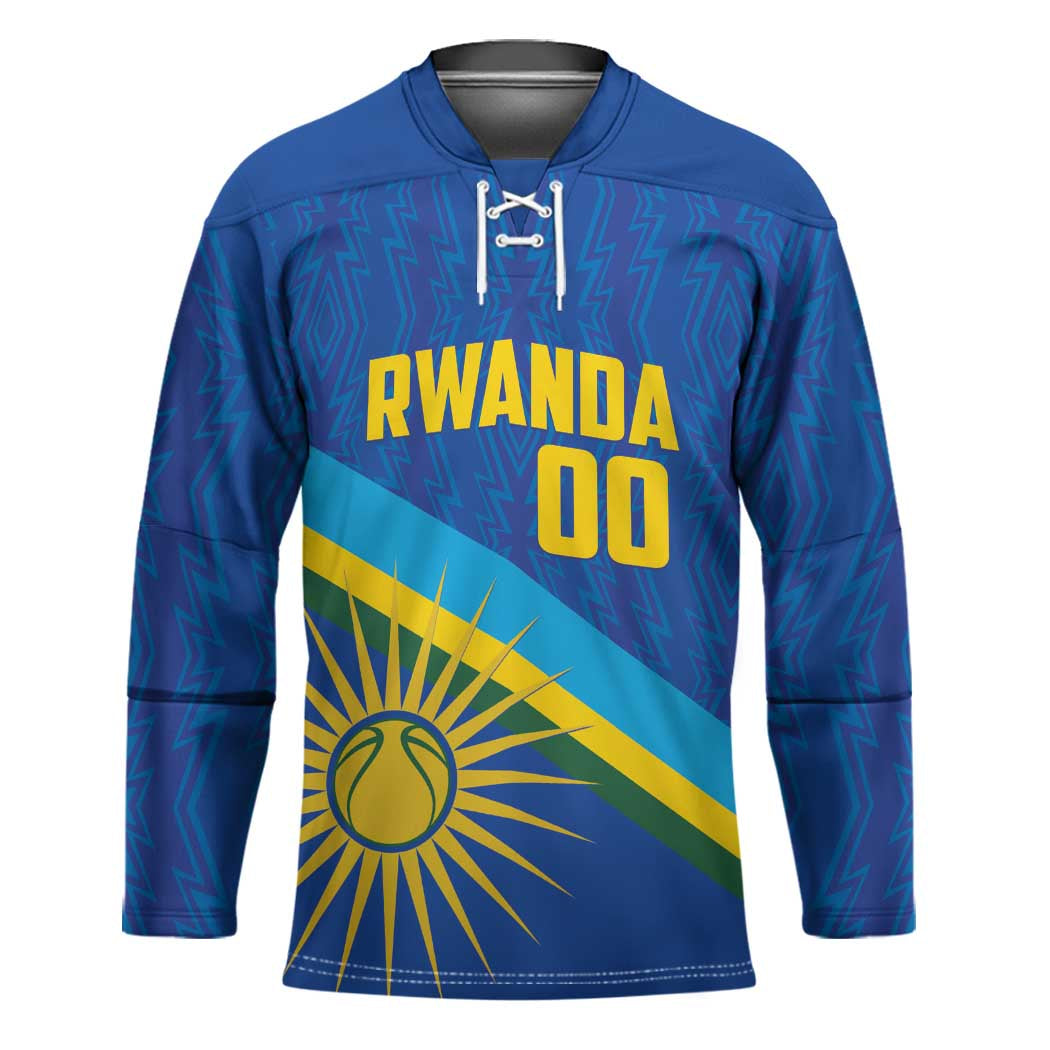Rwanda Basketball Custom Hockey Jersey Go Champions Imigongo Folk Pattern - Wonder Print Shop