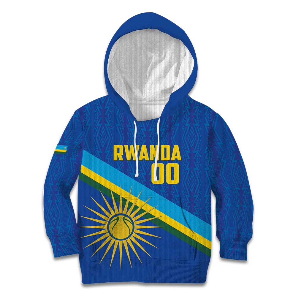 Rwanda Basketball Custom Kid Hoodie Go Champions Imigongo Folk Pattern - Wonder Print Shop