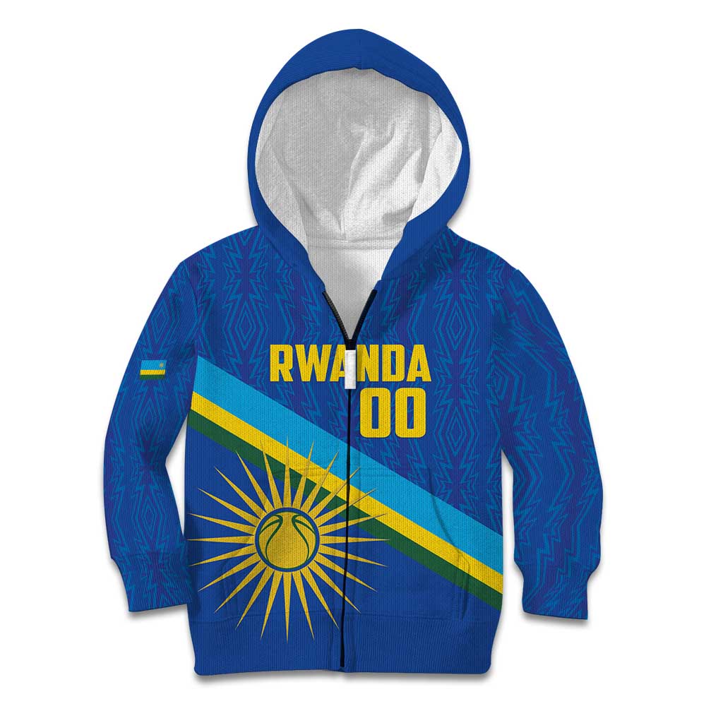 Rwanda Basketball Custom Kid Hoodie Go Champions Imigongo Folk Pattern - Wonder Print Shop