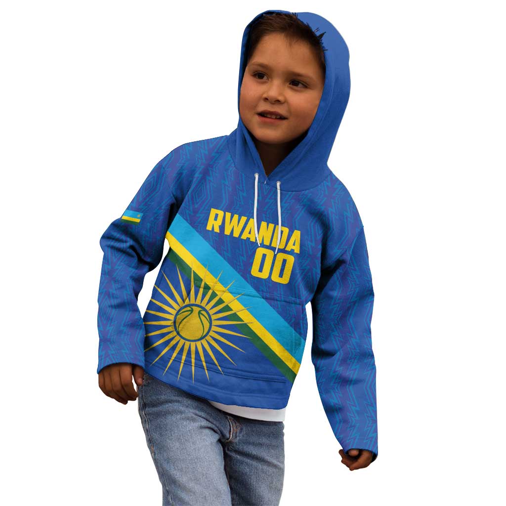 Rwanda Basketball Custom Kid Hoodie Go Champions Imigongo Folk Pattern - Wonder Print Shop