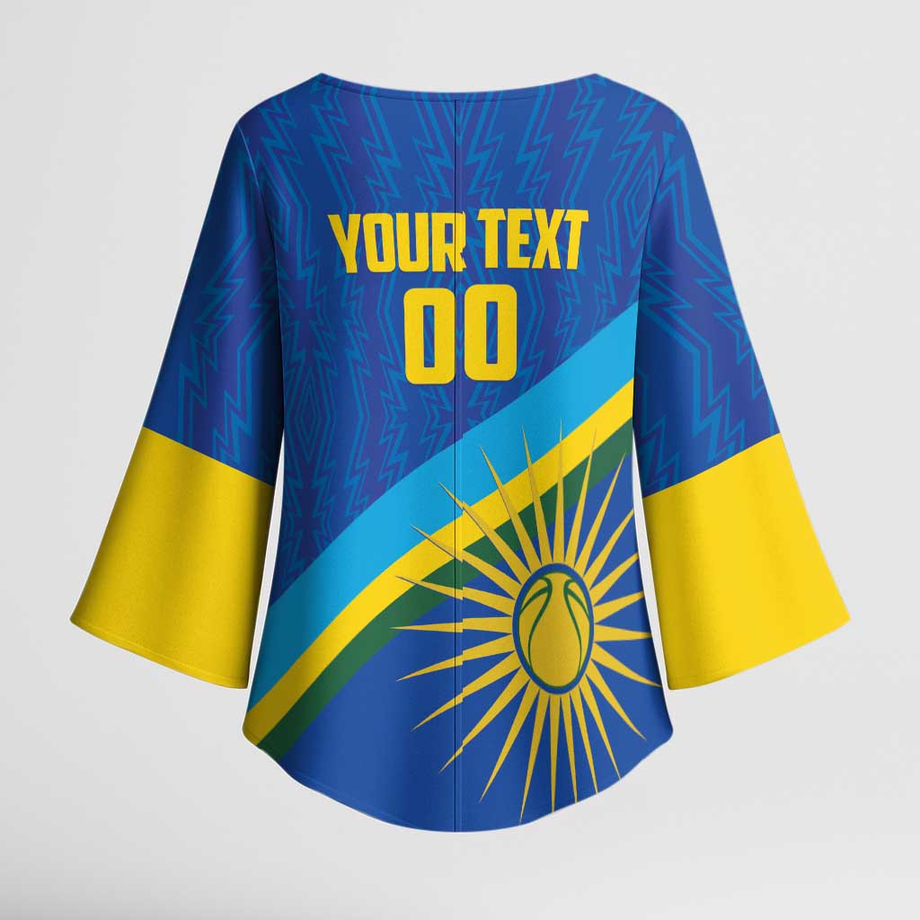 Rwanda Basketball Custom Kimono Sleeve Blouse Go Champions Imigongo Folk Pattern - Wonder Print Shop