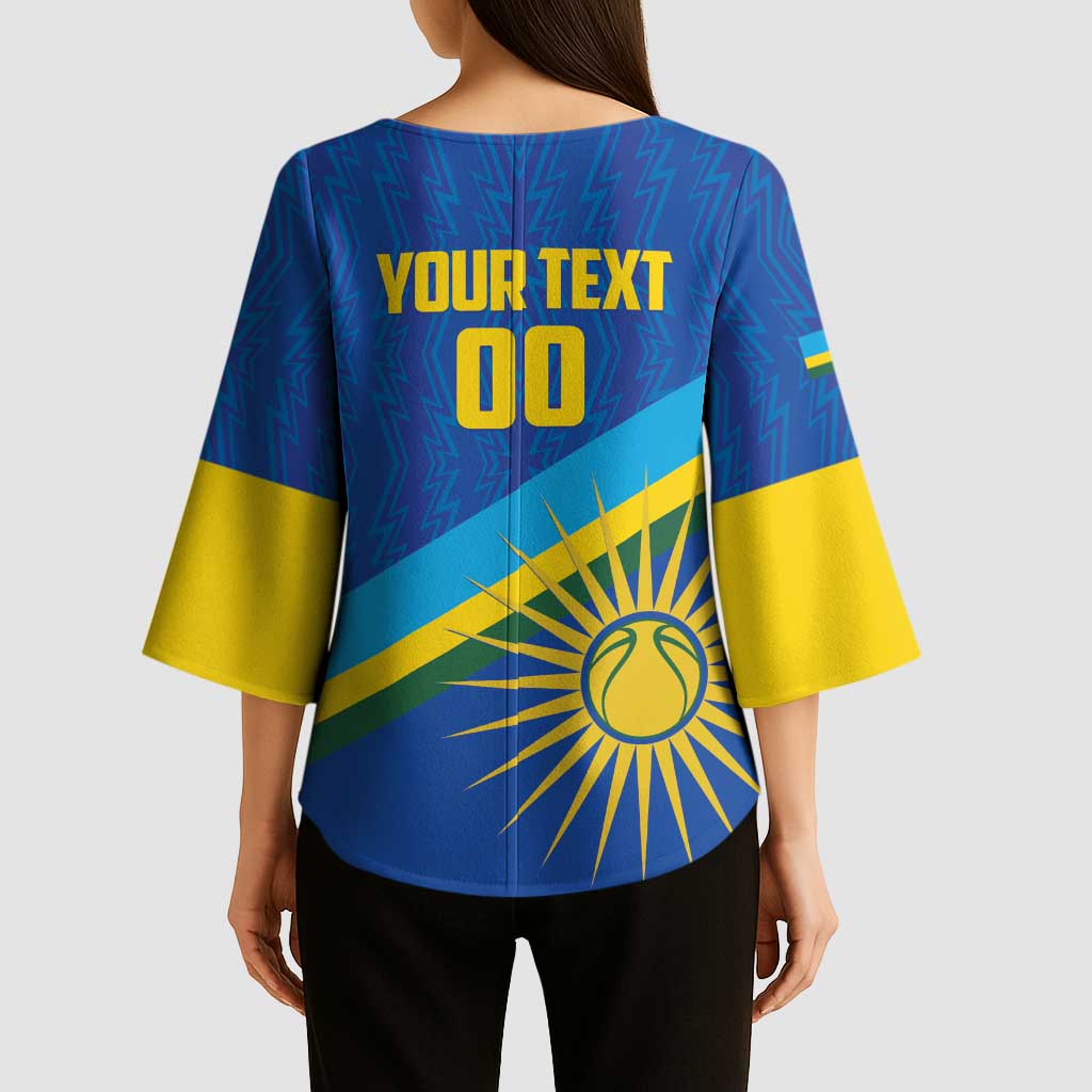 Rwanda Basketball Custom Kimono Sleeve Blouse Go Champions Imigongo Folk Pattern - Wonder Print Shop