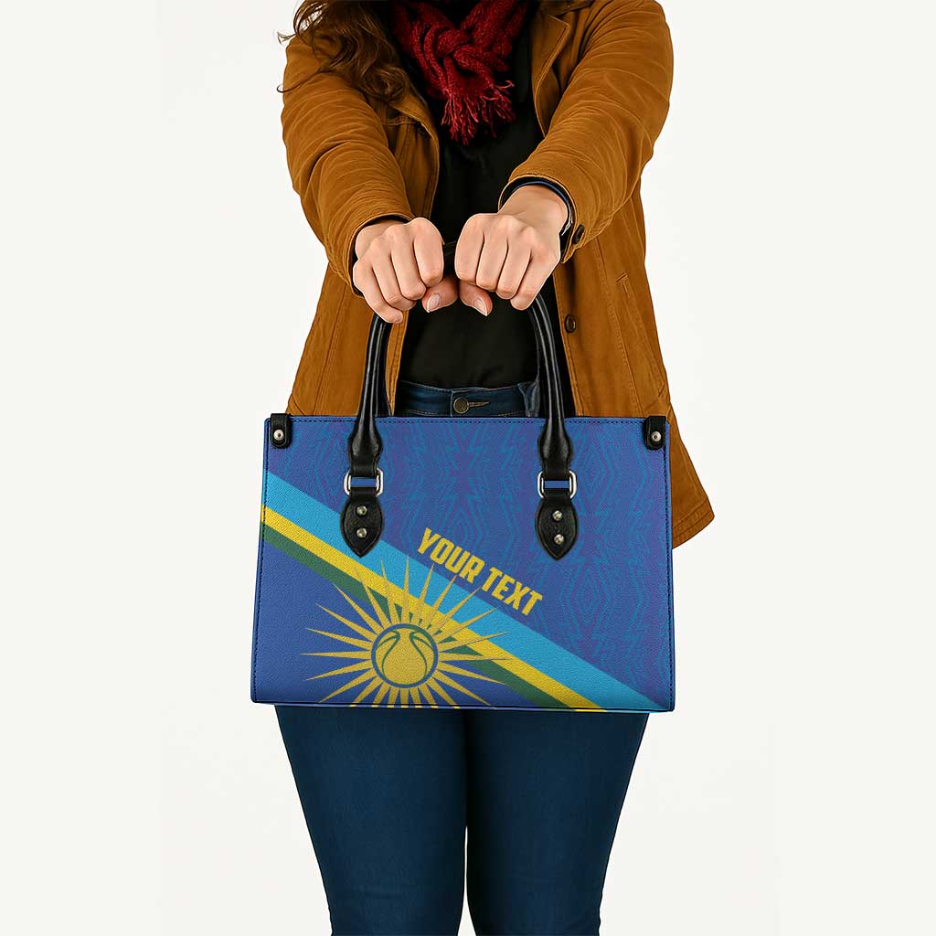 Rwanda Basketball Custom Leather Bag Go Champions Imigongo Folk Pattern - Wonder Print Shop
