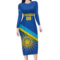 Rwanda Basketball Custom Long Sleeve Bodycon Dress Go Champions Imigongo Folk Pattern - Wonder Print Shop