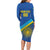 Rwanda Basketball Custom Long Sleeve Bodycon Dress Go Champions Imigongo Folk Pattern - Wonder Print Shop
