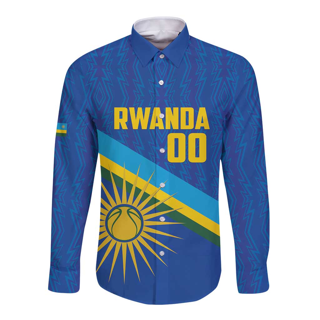 Rwanda Basketball Custom Long Sleeve Button Shirt Go Champions Imigongo Folk Pattern - Wonder Print Shop