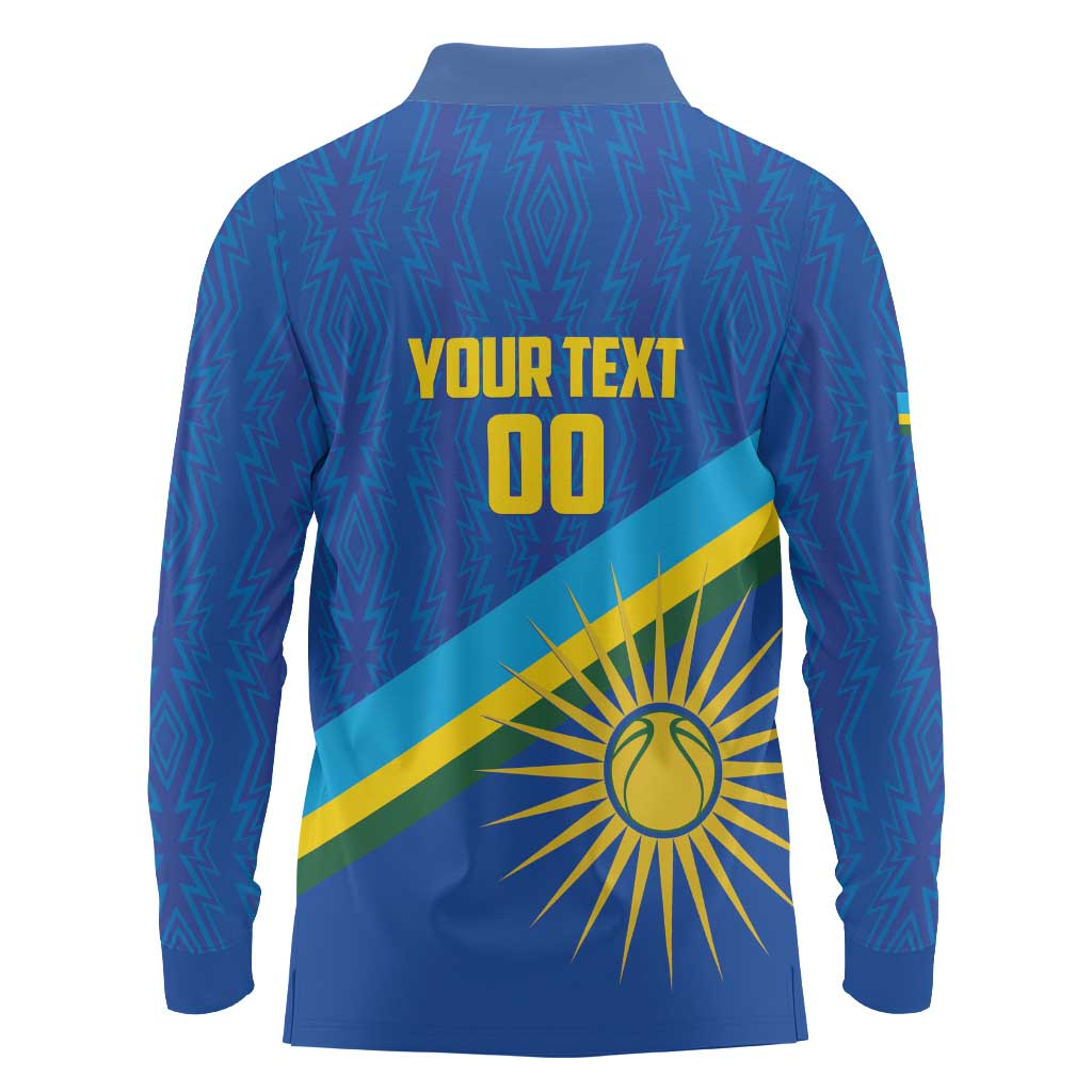 Rwanda Basketball Custom Long Sleeve Polo Shirt Go Champions Imigongo Folk Pattern - Wonder Print Shop