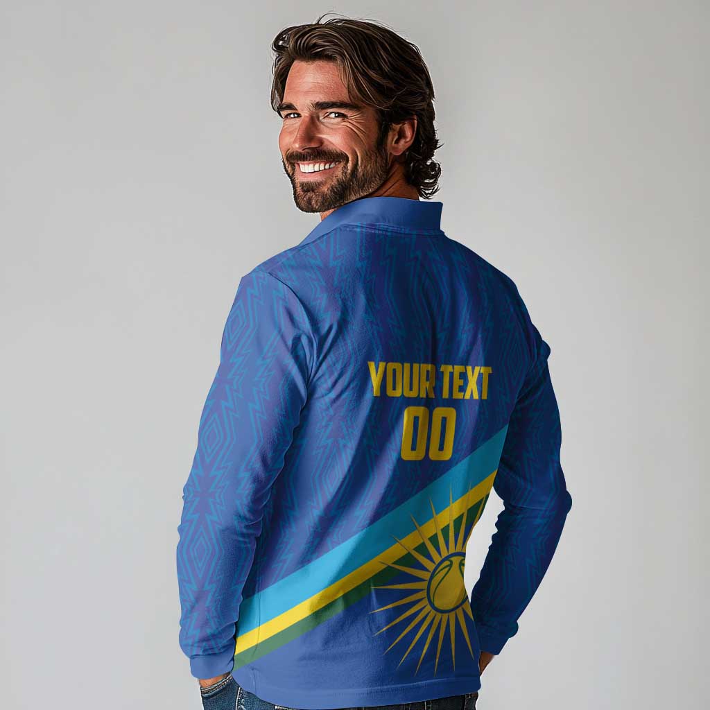 Rwanda Basketball Custom Long Sleeve Polo Shirt Go Champions Imigongo Folk Pattern - Wonder Print Shop