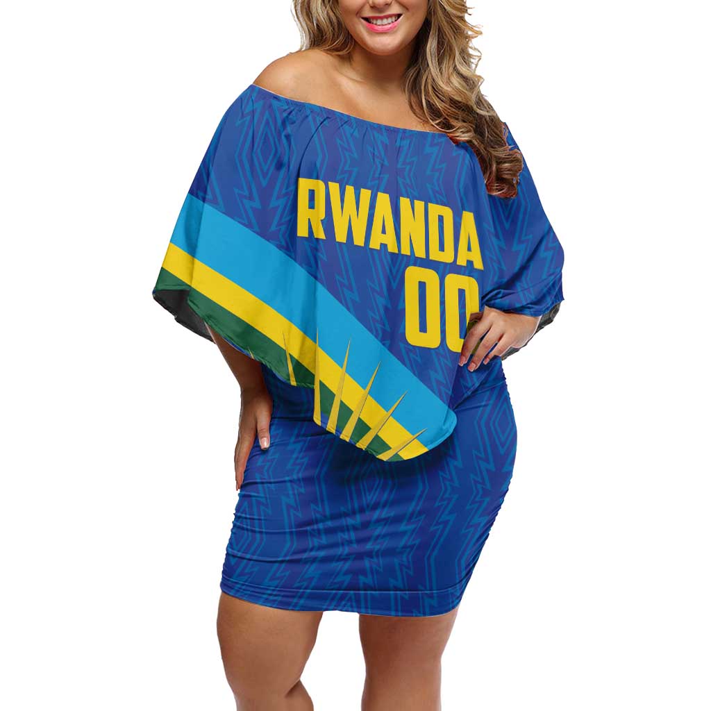 Rwanda Basketball Custom Off Shoulder Short Dress Go Champions Imigongo Folk Pattern - Wonder Print Shop