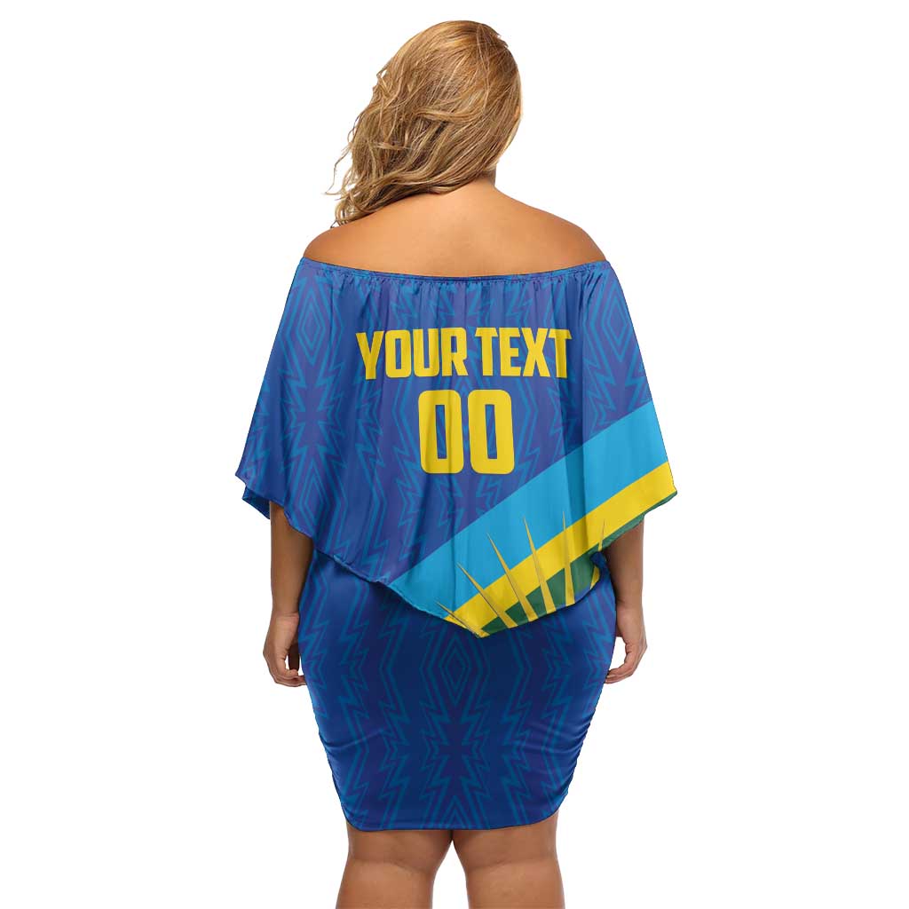 Rwanda Basketball Custom Off Shoulder Short Dress Go Champions Imigongo Folk Pattern - Wonder Print Shop