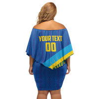 Rwanda Basketball Custom Off Shoulder Short Dress Go Champions Imigongo Folk Pattern - Wonder Print Shop