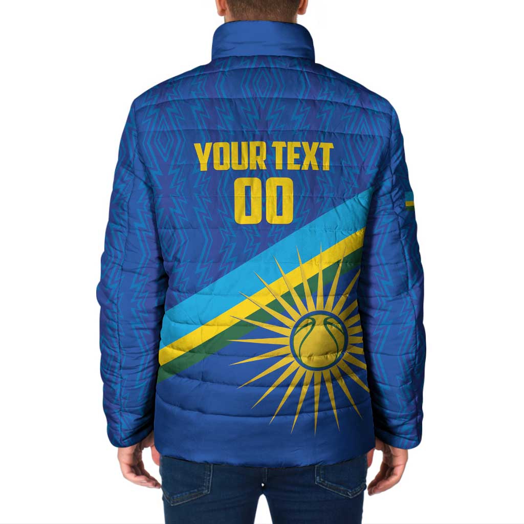 Rwanda Basketball Custom Padded Jacket Go Champions Imigongo Folk Pattern - Wonder Print Shop