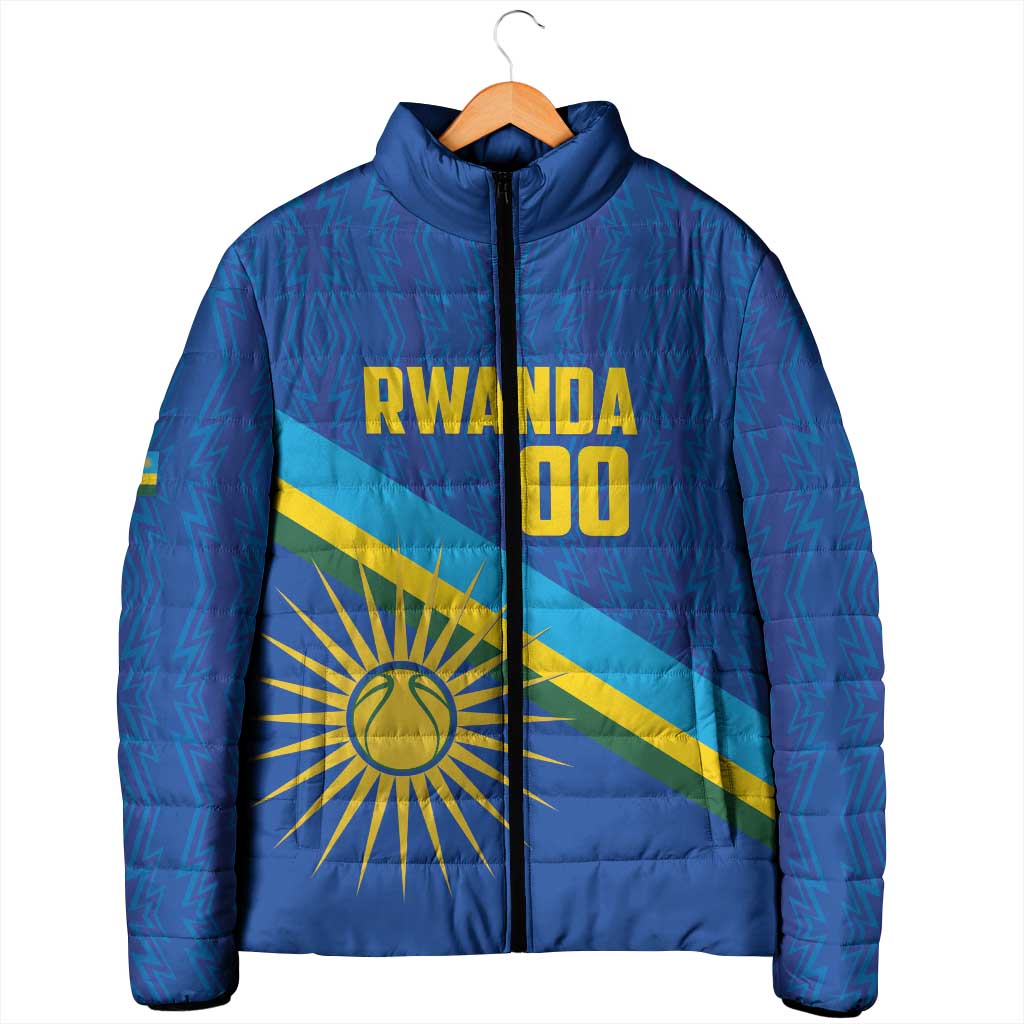 Rwanda Basketball Custom Padded Jacket Go Champions Imigongo Folk Pattern - Wonder Print Shop