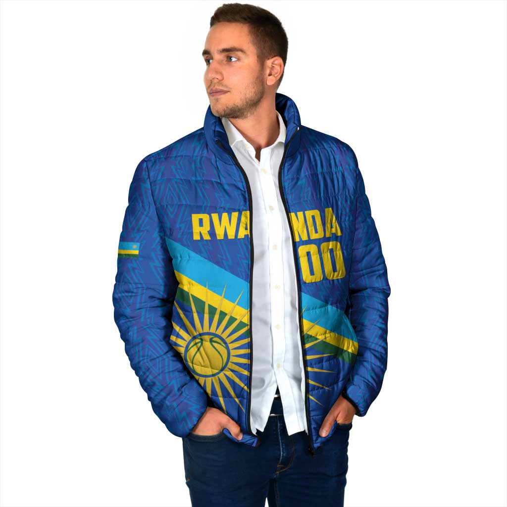 Rwanda Basketball Custom Padded Jacket Go Champions Imigongo Folk Pattern - Wonder Print Shop