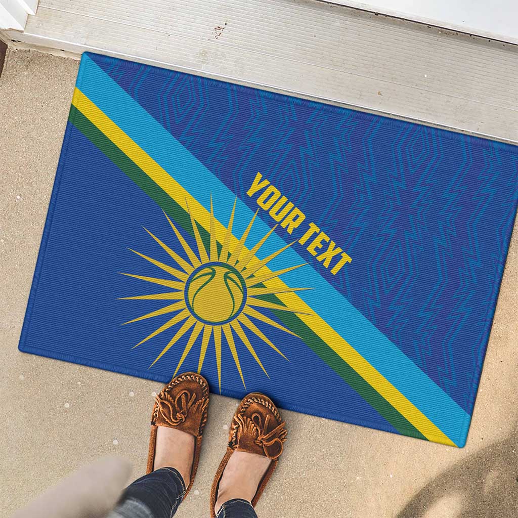 Rwanda Basketball Custom Rubber Doormat Go Champions Imigongo Folk Pattern - Wonder Print Shop