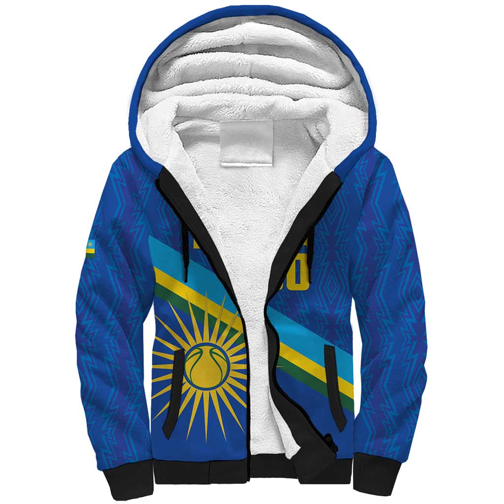 Rwanda Basketball Custom Sherpa Hoodie Go Champions Imigongo Folk Pattern - Wonder Print Shop