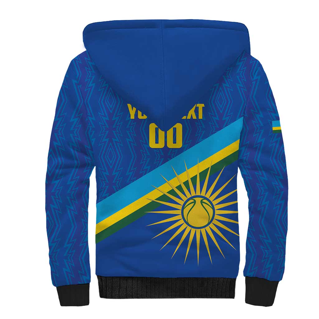 Rwanda Basketball Custom Sherpa Hoodie Go Champions Imigongo Folk Pattern - Wonder Print Shop