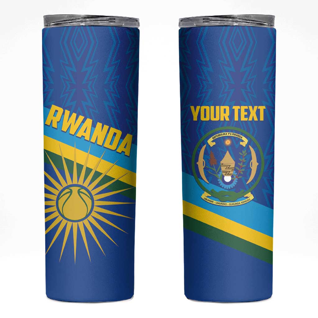 Rwanda Basketball Custom Skinny Tumbler Go Champions Imigongo Folk Pattern - Wonder Print Shop