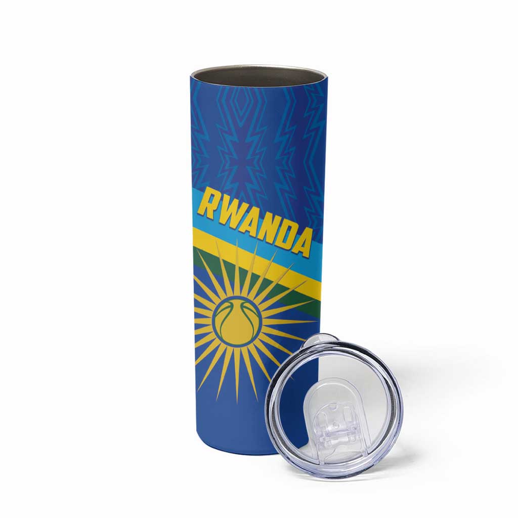 Rwanda Basketball Custom Skinny Tumbler Go Champions Imigongo Folk Pattern - Wonder Print Shop