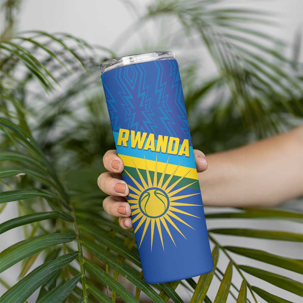 Rwanda Basketball Custom Skinny Tumbler Go Champions Imigongo Folk Pattern - Wonder Print Shop