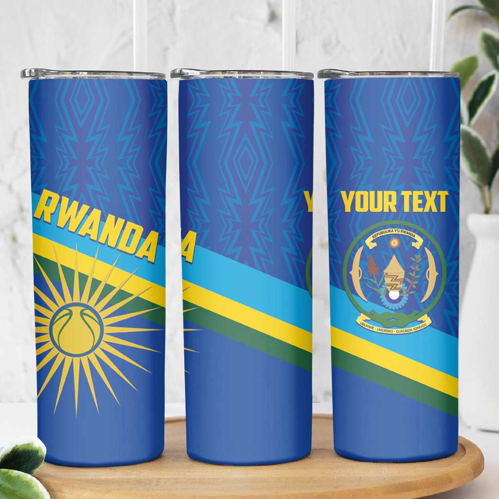 Rwanda Basketball Custom Skinny Tumbler Go Champions Imigongo Folk Pattern - Wonder Print Shop