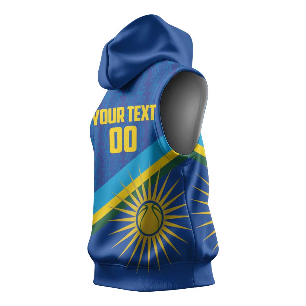 Rwanda Basketball Custom Sleeveless Hoodie Go Champions Imigongo Folk Pattern - Wonder Print Shop