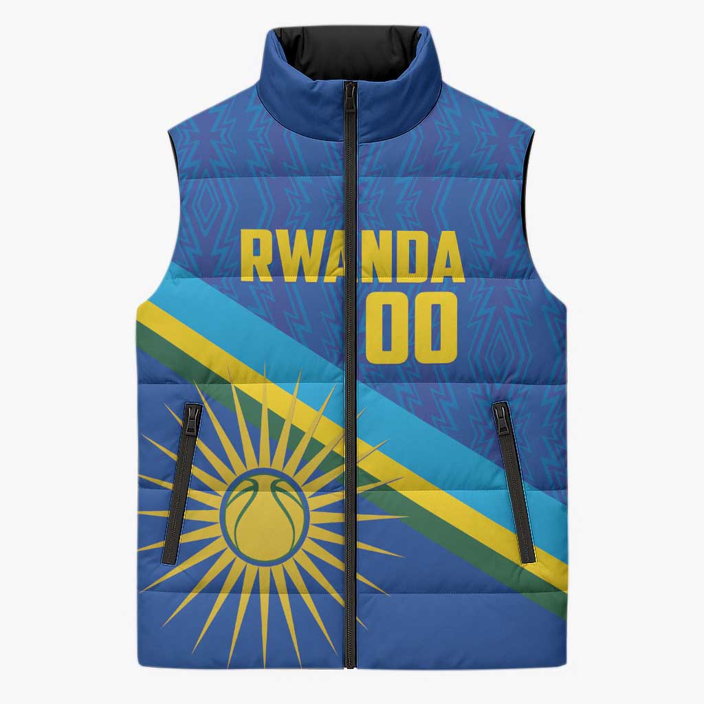 Rwanda Basketball Custom Sleeveless Puffer Jacket Go Champions Imigongo Folk Pattern - Wonder Print Shop